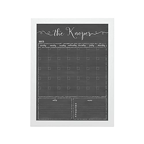 Personalized Dry Erase Framed Calendar – Customizable Chalkboard Style Wall Calendar – 18x24 or...