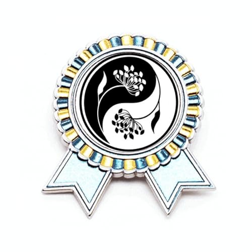 Broche fleur Yin-yang noir et blanc en métal M pour sublimer vos vestes