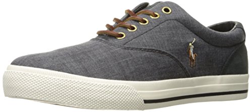 Polo Ralph Lauren Men's Vaughn Sneaker, Black/Charcoal Grey, 12 D US