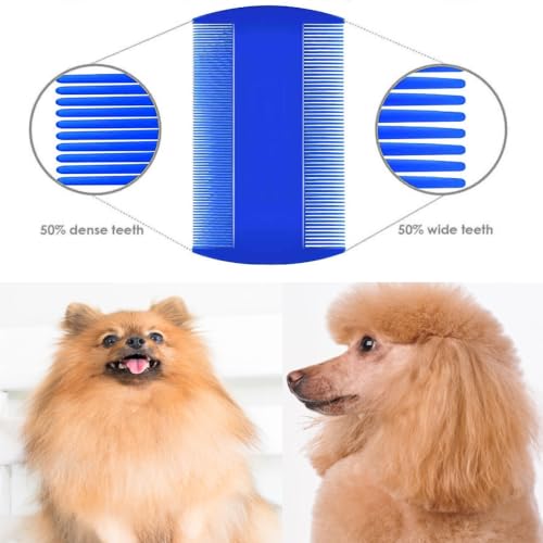 ZELHYEUU 4 Stück Katze Hund Flohkamm, Läusekamm, Metall Zähne Floh Tränenfleckentferner Kamm, Haustier Kamm Edelstahl