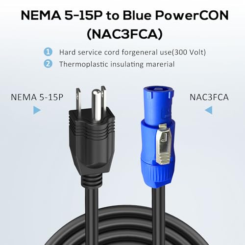 3-Prong NEMA 5-15P to PowerCon AC Power Cable 20A-6FT - Image 3