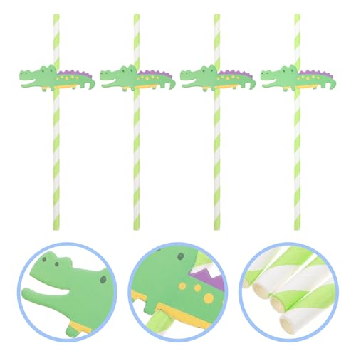 Pitillos de Papel Biodegradables con Estampado de Cocodrilo Verde 30 pzas miniatura 6