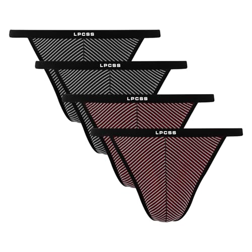 Men's Modal Thong Underwear – Breathable Striped T-Back with Ice Silk Mesh Panel S610