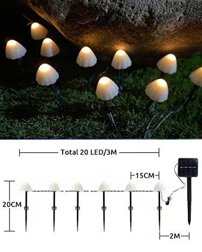 Dekofun Solar Garden Ornaments 7M 20 LED Mushroom Solar Lights - Image 2