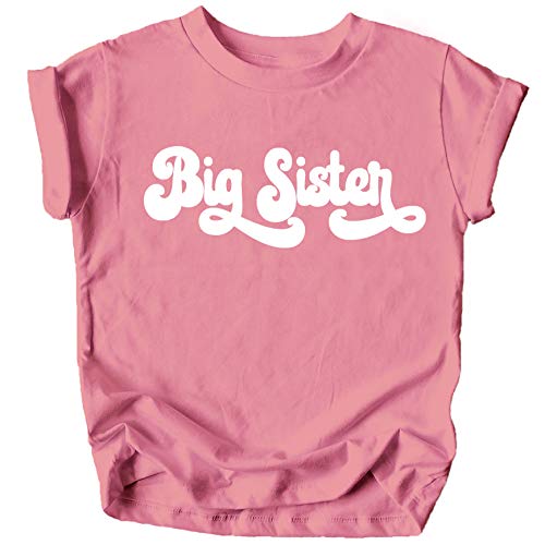 Olive Loves Apple Retro Big Sister Sibling Reveal Announcement Shirt for Baby and Toddler Girls Sibling Outfits