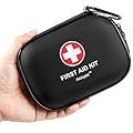 Mini First Aid Kit - 120 Piece Small Waterproof Hard Shell Medical Kit for Car, Home, Office, Travel, Camping, Sports, Outdoor, School - Emergency First Aid Supplies and Survival Kit (Black)