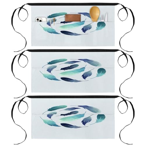 Demi-tablier de cuisine à 3 poches pour le nettoyage et le travail