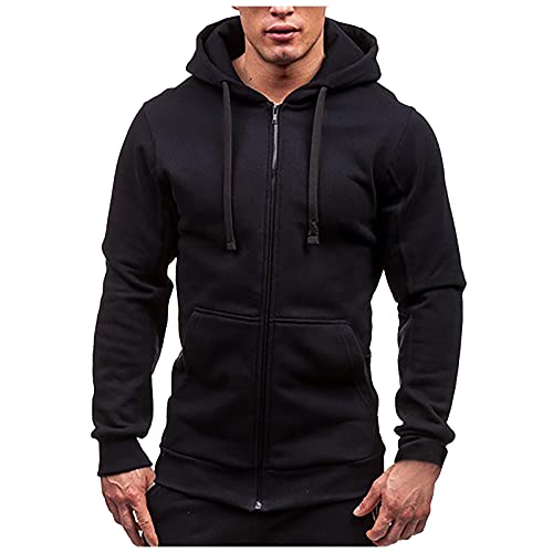 Pulls Homme Pas Cher Casual Sweats à Capuche Homme Zip Pas Cher Veste de Travail Homme Hiver Polaire Sport Pull Homme Veste Pluie Homme Sweat Homme Zippé Noir M