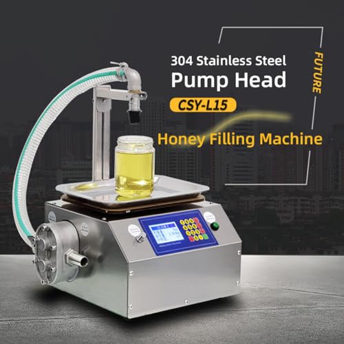 CHHMAELOVE Automatic Filling Machine for viscous liquid, Paste, Honey, 304 Stainless Steel Gear Pump, Filling Height 0~40cm, Filling Range 20g~8kg, Bottle Filler Machine