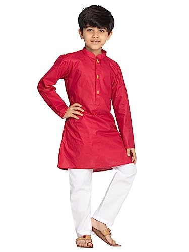 Image of JBN Creation Boys Boys' Maroon And White Kurta Pyjama Set