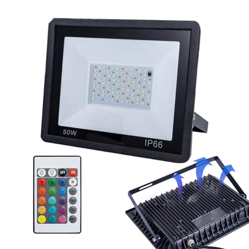 Projecteurs LED extérieurs, phares extérieurs pour jardin | lumière imperméable avec télécommande luminosité réglable pour cour, jardin, avenue