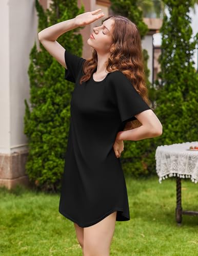 Ekouaer Nightgowns for Women Bamboo Viscose Sleep Shirts Short Sleeve Nightshirt Casual Sleepdress Soft Sleepwear S-XXXL4