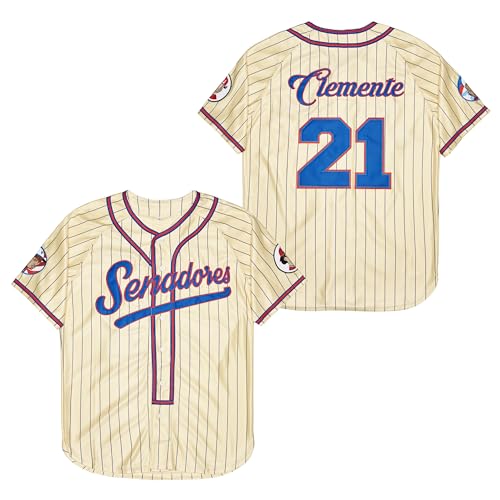 Camiseta masculina Criollos Caguas #21 Roberto Clemente Baseball Jersey Porto Rico costurada, Azul,