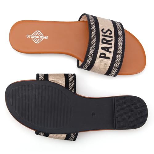 Image of STUNAHOME Summer Flat Sandals for Women Fashion slide Sandals Womens