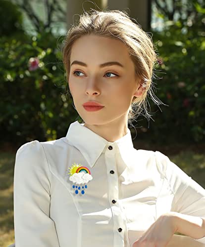 Cute Rainbow Cloud Brooch Pin for Women Girls Acrylic Sun Raindrop Dangle Pins Clip Lapel Shawl Sweater Shirt Scarves Dress Jackets Backpacks Brooches Pins Chic Jewelry Gifts Birthday2