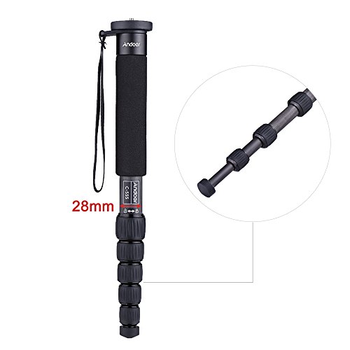 Andoer C-555 155cm / 5.1ft Cam¨¦ra Monopod Unipod en Fibre de Carbone Stick 6-Section avec Sac de Transport Max. Chargez 10kg / 22Lbs pour Nikon for Canon Sony A7 Pentax Cam¨¦Scope Video Studio - Image 3