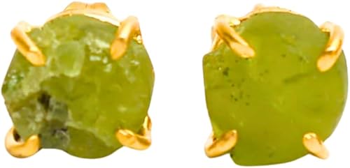 Miniatura 149 de Gempires Natural Raw Prong Setting Stud Earrings, 8-10 mm Crystals Earring, Handmade Jewelry, Gift for Her