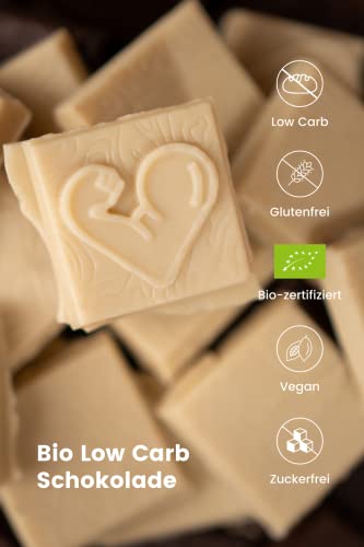 Funky Fat Foods Zuckerfreie, Vegane, Weiße Bio-Schokolade mit Bourbon Vanille 10 Riegel – Bild 7