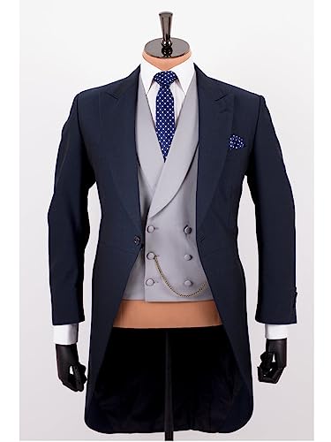 Men's Three Pieces Suit One Button Tailcoat Shawl Lapel Vest & Pants for Business Party Tuxedos2