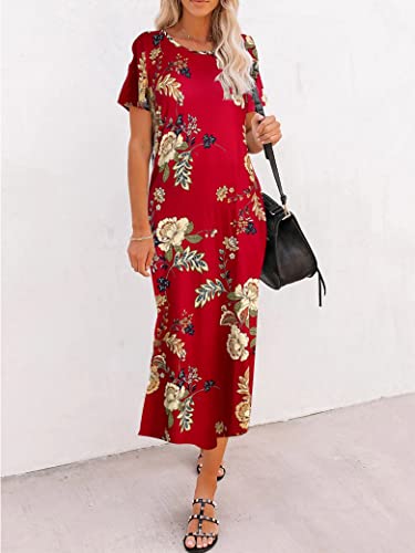 Image of Naggoo Women's Casual T Shirt Midi Dress with Side Slit and Pockets