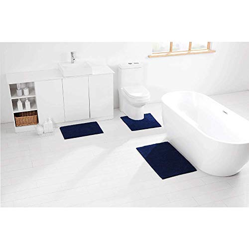 LAOSHIZI Nouveau Tapis de Bain Tapis de Salle de Bain antidérapant Doux 3 pièces y Compris Tapis de Bain piédestal Tapis et Tapis de Toilette (Bleu) Cover
