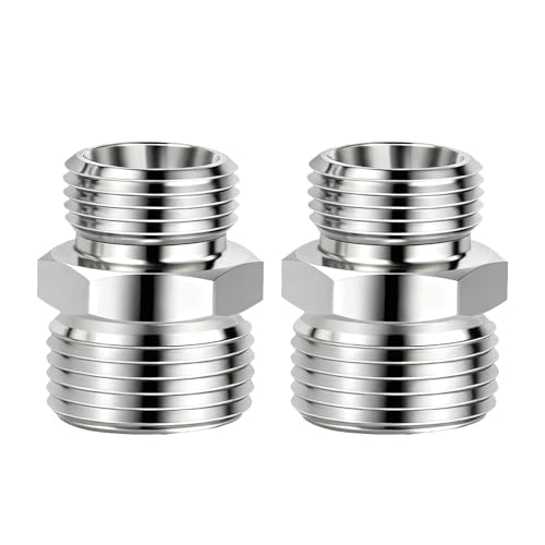 Image of 2 Pcs M14 to M18 stainless steel adapter fittings, suitable for small excavators, for connector conversion, diameter reduction or expansion, and full-bore straight pipe connector connections.