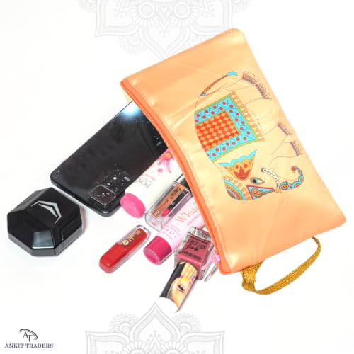 Image of Traditional Embroidered Zipper Purse for Women | Return Gifts for Baby Shower, Haldi, Mehendi, Wedding | Multicolor Ethnic Pouch Set