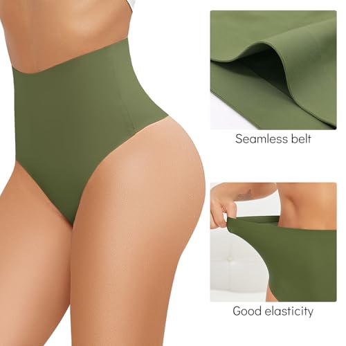 FallSweet Ultra High Waisted Thong No Show Underwear for Women High Rise Panty Pack3