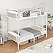 Jocoevol Metal Bunk Bed Twin Over Twin, Industrial Bunkbeds Heavy Duty Bed with Safety Guard Rails and Space-Saving Design, Steel Bed for School, Bedroom (White)