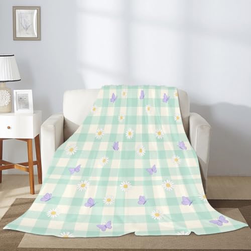 Jeté de lit vert menthe à carreaux pour vos soirées cocooning - 7