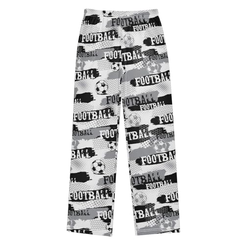 ZZXXB Football Retro Pattern Boys Long Pants Soft Trousers Elastic Waist Kids Lounge Bottoms with Pockets S-XL