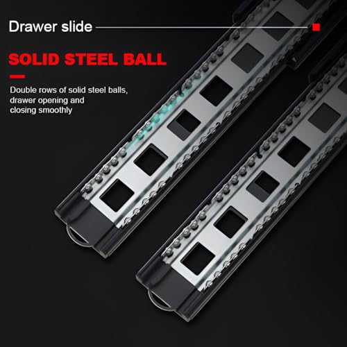 Image of Volo Heavy Duty Drawer Slides, Full Extension Ball Bearing Runners | Pack of 2 Piece | Channels for Kitchen Cabinets, Wardrobes, and Dressers (Black Mild Steel, 16 Inch)