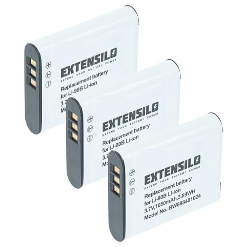 EXTENSILO 3X Akku Ersatz für Olympus Li-92B, Li-90B für Kamera (1050 mAh, 3,7 V, Li-Ion)