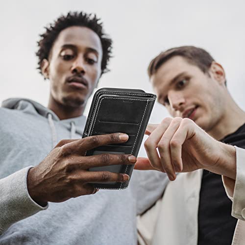 Xizyo Phone Case Wallet For Iphone 13 6.1 Inch, Premium Pu Leather Card Slot Stand Shockproof Magnetic Anti-Fingerprint Flip Protective Cover, Black-Gray #TOP4