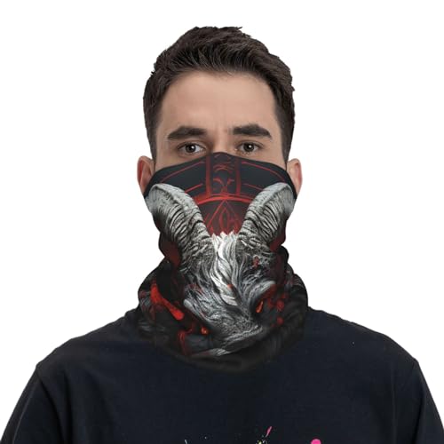 Balaclava Satanica Demonio Cabra Rojo Oscuro para Mujeres y Hombres, Pañuelo de Cuello con Cubreboca para Motocicleta, Ciclismo, Esquí, Fiesta, Talla 20x10 Pulgadas miniatura 2