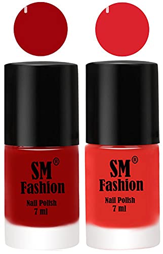 Image of Long Lasting Nail Polish | Nail Paint Combo 7 ml Each) - Set of 2 Light Red-Candy Orange