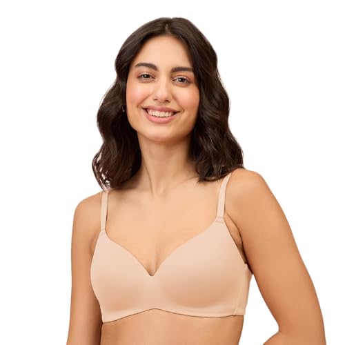 Image of NYKD (NYB013 Ultra Soft Modal Fabric Lightly Padded & Non Wired Tshirt Bra for Women | Seamless Neckline with Comfortable, Soft & Non Slip Shoulder Strap