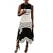 Women Loose Striped Short Sleeve Shirts Dress Summer Irregular Hem Baggy Long Tunic Dress