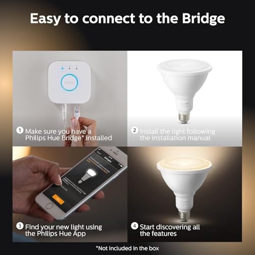 Image of Philips Hue White PAR38 LED 100W Equivalent Waterproof Dimmable Smart Wireless Flood Light Bulb (2 Pack)