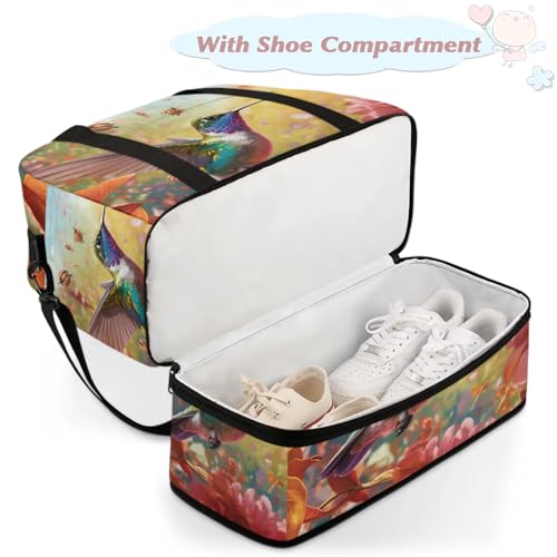 Large Weekender Overnight Bags Colorful Animal Bird Travel Duffel Bag for Women Men Gym Bag With Shoe Compartment Foldie Travel Tote Bag Carry On Personal Item Bag for Travel Gym Sports4