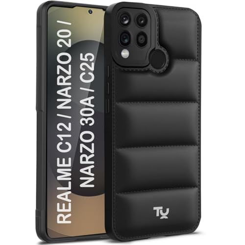 Image of TRUEUPGRADE Back Case Cover for Realme C12 / Realme Narzo 20 / Narzo 30A | Compatible for Realme C12 / Realme Narzo 20 / Narzo 30A Back Case Cover | Puff Case with Camera Protection |Black