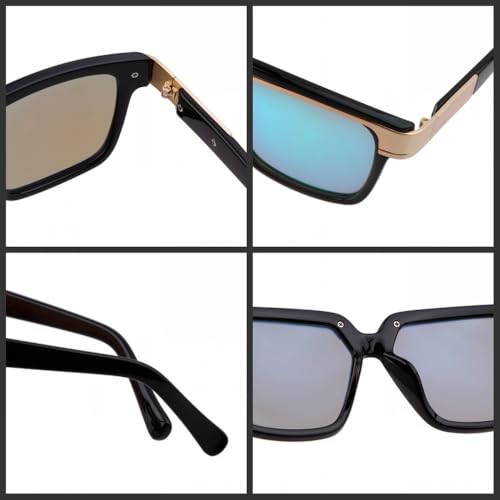 Lunettes de soleil carrées gothiques homme punk écaille vintage