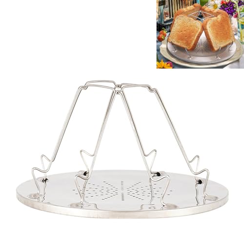 COZERI camping toaster für gaskocher Edelstahl Faltbarer für Gaskocher mit Edelstahlklammern Zusammenklappbarer für Picknick Reisen und Outdoor