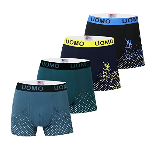 Boxers pour Hommes Uomo sous-vêtements avec Grand Devant en Coton de qualité supérieure - Pack de 4 Design Italien Multicolore Ultra Doux (1960, M) Cover