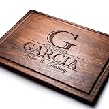Personalized Cutting Board, Custom Wedding, Anniversary or Housewarming Gift Idea, Wood Engraved Charcuterie, for Couples, Family and Clients Classic Initial Design 015