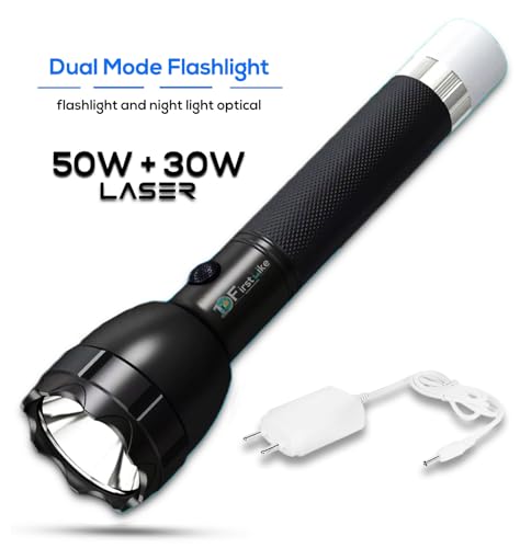 Image of 50W+30W Dual 2 in1 Power Full Led Rechargeable Long Range Torch Upto 1 Km Flashlight (Tube)