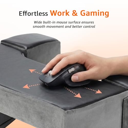 Image of amazon basics Lap Desk Pillow with Adjustable Height & Soft Armrest | Laptop Support for Work from Home, Reading & Gaming | Comfortable Use on Bed, Sofa & Floor | Grey