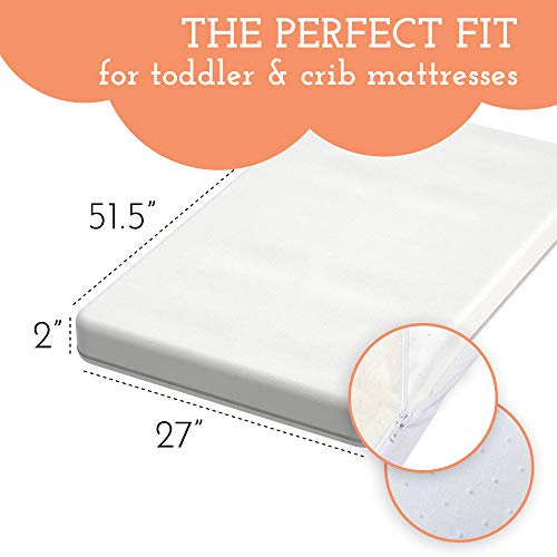 Little Sleepy Head Waterproof Crib Mattress Pad, 2” Ventilated Soft Memory Foam Topper For Toddler Bed Mattress Or Crib Padding, Removable Washable Non-Slip Cover #TOP2