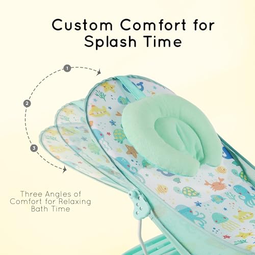 Image of Premium Baby Bather | Bath Chair for Newborns and Infants 0-3 Months | Foldable | 3 Position Adjustable Chair | Anti Skid Base | Washable Soft Mesh Seat | for Babies Upto 5Kg (Aqua)