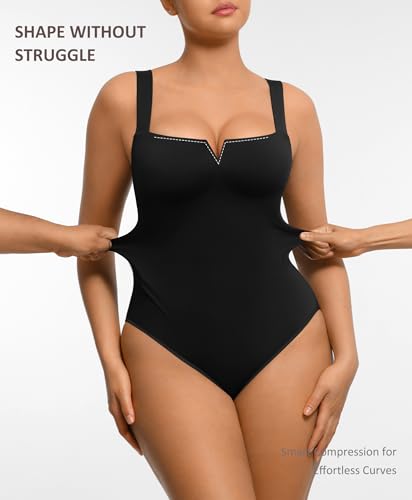 FeelinGirl Square Neck Bodysuit for Women Sleeveless Tummy Control Slimming Bodysuit Going Out Tank Tops4